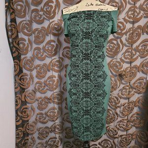 Women's Green & Black Bodycon Dress